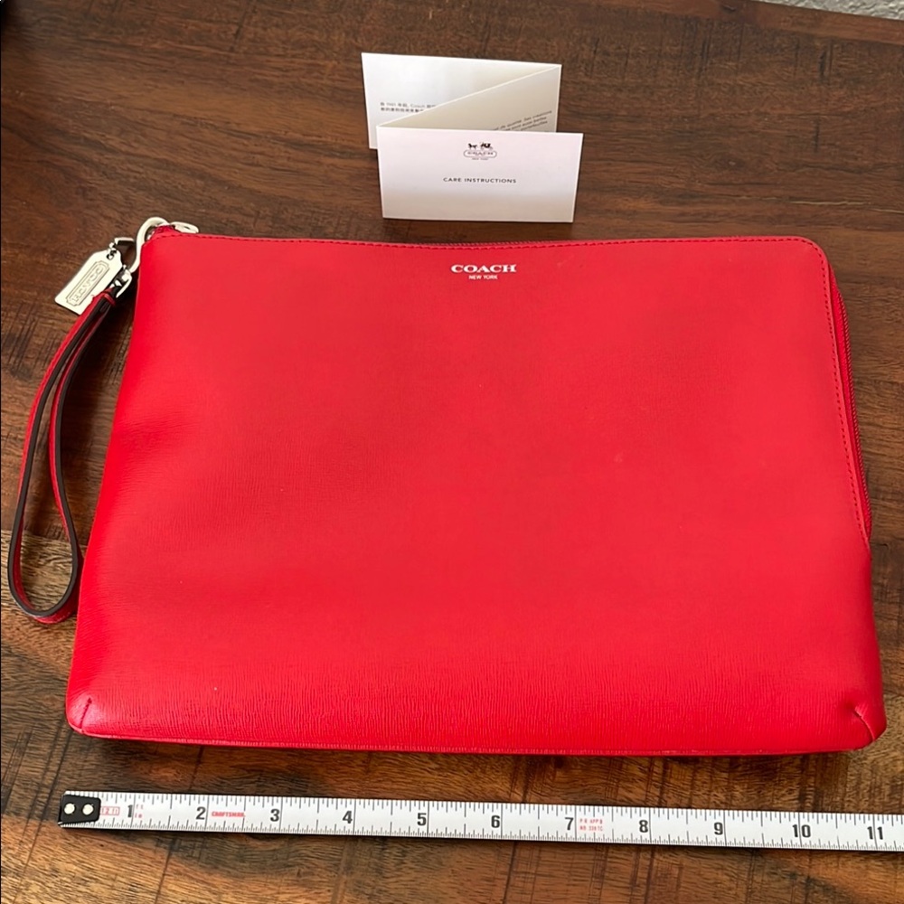 Coach Red Leather iPad or tablet sleeve.